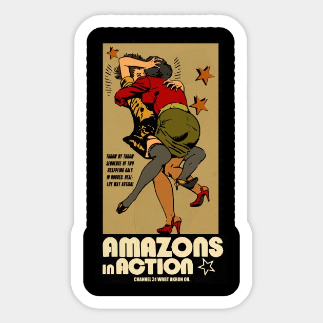 Vintage Ladies Wrestling Sticker by Kujo Vintage